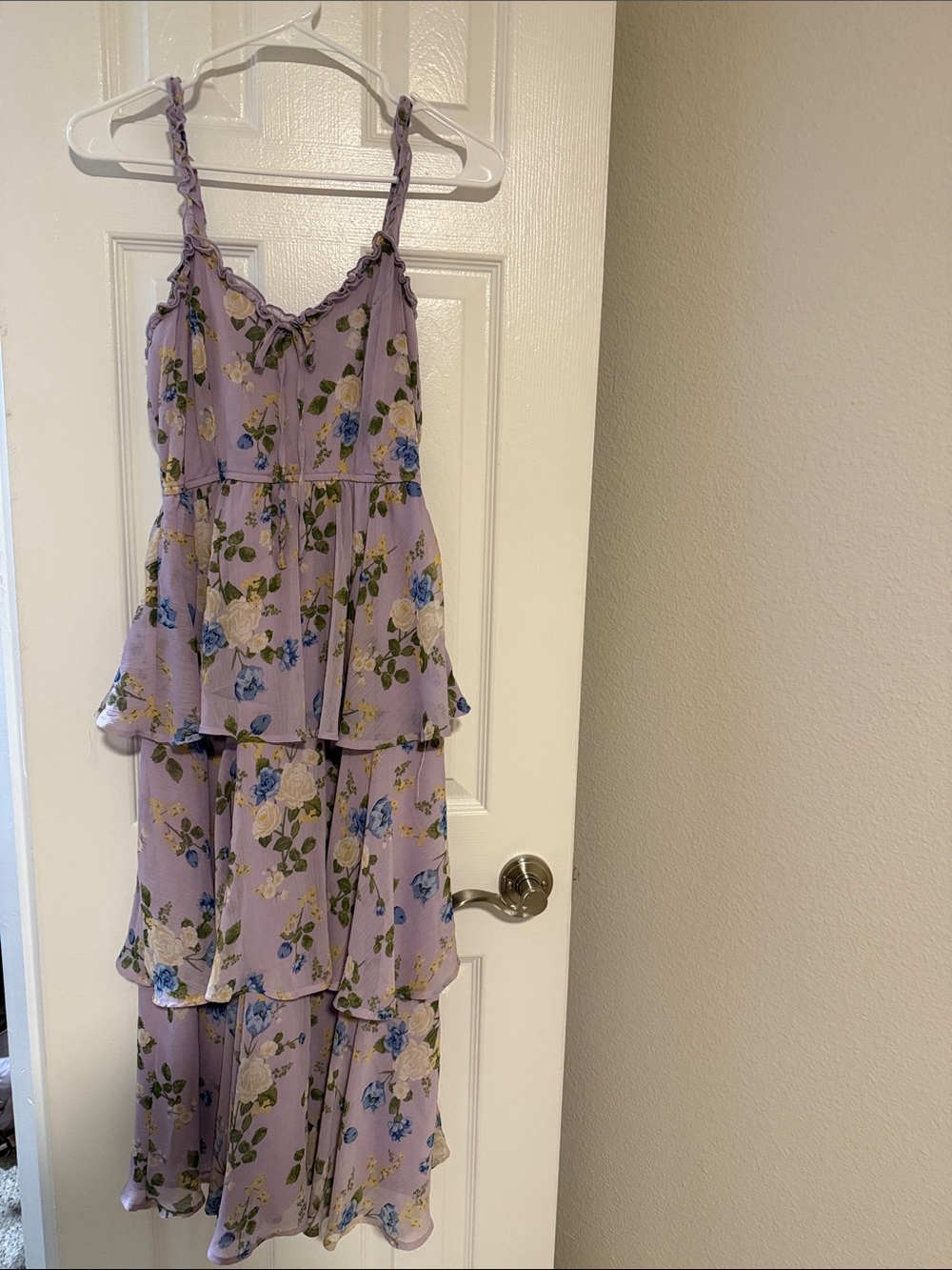 Francesca's Collections Lavender Floral Tiered Maxi Dress